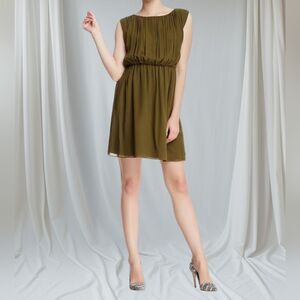 Alice + Olivia Josie Green Silk Blouson Dress, Large